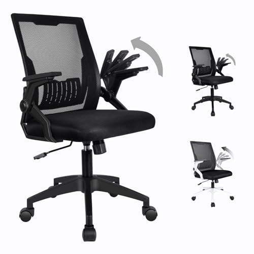 Higliocas Chaise de Bureau Ergonomique: Fauteuil Bureau Confortable avec Support Lombaire - Siège d'ordinateur Pivotante en Maille Respirante avec roulettes et Accoudoirs Réglables (Noir)