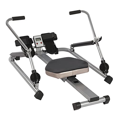 Rameur pour la maison Vainqueur du test, rameur hydraulique entièrement mobile réglable avec siège souple, écran LCD et long rail pour exercices cardio, capacité de charge de 120 kg, 106 x 66 x 10 cm