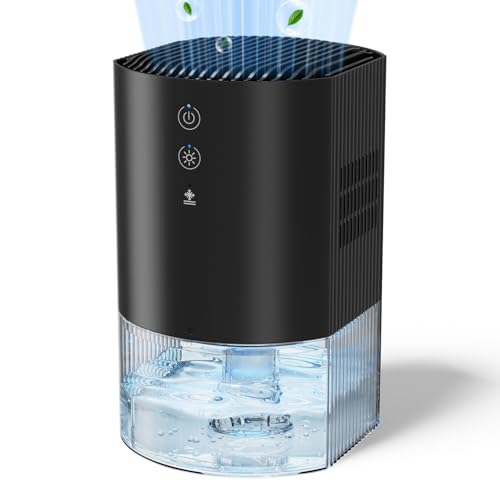 GOAMGE Deshumidificateur d Air 990ML, Déshumidificateurs pour la Maison, Dégivrage Automatique, Arrêt Automatique, 23W, 7 Couleurs LED, Portable Déshumidificateurs pour Chambre