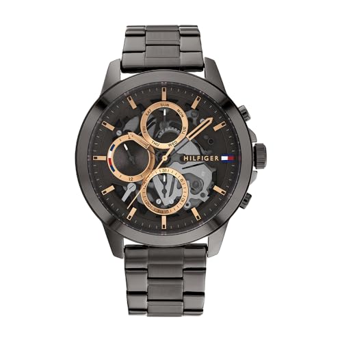 Tommy Hilfiger Montre Analogique Multifunction à Quartz pour Homme avec Bracelet en Acier Inoxydable Gris Acier - 1710479