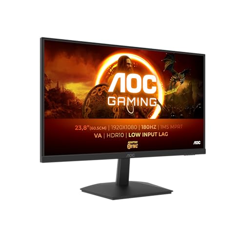 AOC Gaming 24G15N, Moniteur Full HD 24 Pouces, 180 Hz, VA Rapide, 1 ms, synchronisation adaptative, HDR10, Faible décalage d'entrée (1920 x 1080, HDMI 2.0, DisplayPort 1.4,)
