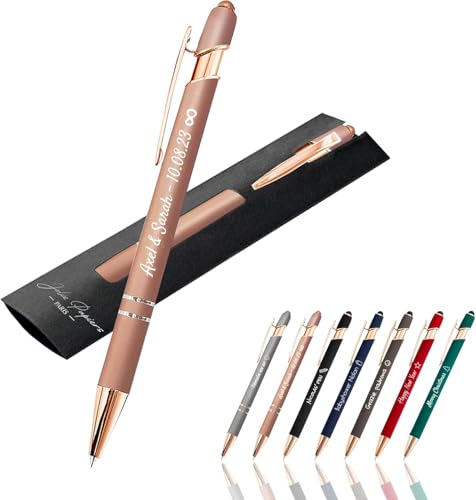 Jolis Papiers Stylos personnalisés avec gravure offerte – Stylo bille en métal finition cuivre – Cadeau professionnel, entreprise, mariage – Encre noire – Élégant et durable