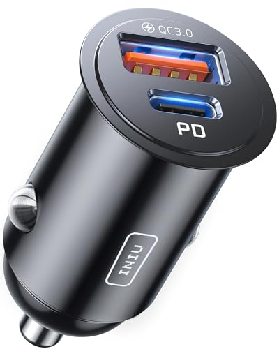 INIU Allume Cigare USB C, 2 Ports 60W Charge Rapide Chargeur Voiture with USB C et A, Prise Allume Cigare 12V pour iPhone 16 15 14 13 12 11 Pro Max Mini Plus Samsung S38 Huawei iPad AirPods Switch