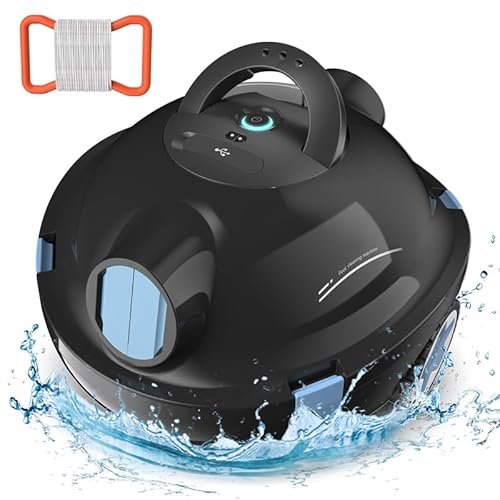 Robot nettoyeur de piscine sans fil, aspirateur de piscine puissant et automatique, 90 minutes d'autonomie, auto-stationnement, idéal pour les piscines plates hors-sol et enterrées jusqu'à 20 mètres 3