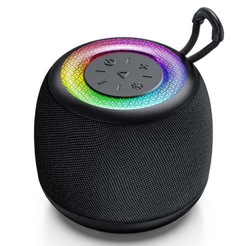 Tisco Enceinte Bluetooth Portable 5.3, Enceinte sans Fil avec Bass Puissantes, Autonomie 24 hrs, Son Surround à 360 degrés, Appairage TWS, TF Carte, Lumière LED, pour Fêtes/Voyage/Extérieur, Noir