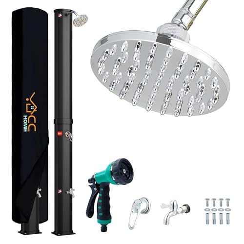 CCLIFE Douche Solaire, Douche de Jardin Solaire avec 40 litres, avec Housse de Protection, pommeau de Douche réglable,température de l'eau réglable jusqu'à 60°, pour Piscine Plage Jardin