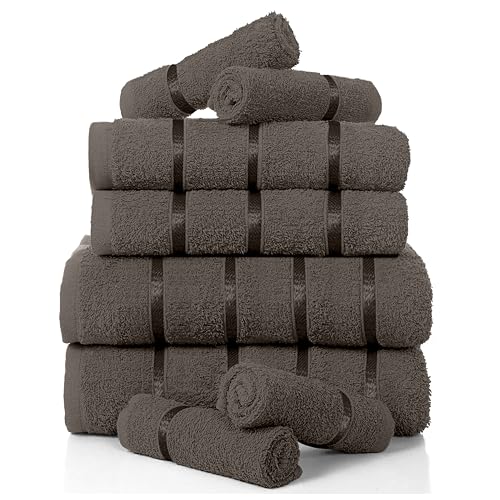 GC GAVENO CAVAILIA Boston Les Serviettes, Coton, Gris Foncé, 8Pc Bale Set
