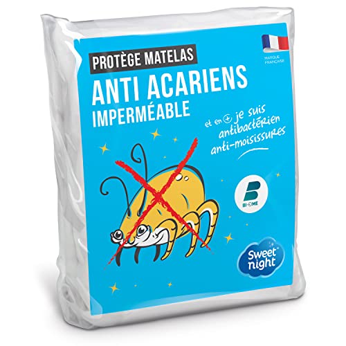 SWEET NIGHT - Protège Matelas 140x190 cm | Alèse Imperméable et Anti Acariens | Molleton 100% Coton | Silencieux et Respirant