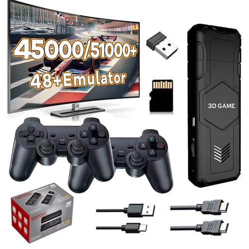 Y5 Console de Jeux rétro,4K Game Stick 51000+ Games,Console de Jeux vidéo rétro Support 48 émulateurs,Console Portable Rétro avec Double 2.4G contrôleurs sans Fil,Multiplayer,Plug & Play (128G)