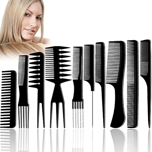 10 Pièces Peigne Salon Coiffure, Peigne en Fibre de Carbone Peigne Professionnel Coiffure Anti-Statique pour Salon Coiffure Barbe Cheveux