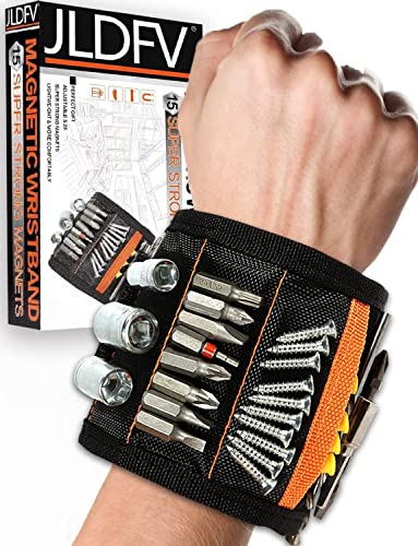 Bracelet Magnetique Homme Bricolage avec 15 Puissants Aimants, Bricolage Glable Super Puissants Bracelet Porte Outil Tenir Petits Boulons,Cadeau Homme Original Utile,Calendrier de l'avent Homme Jaune