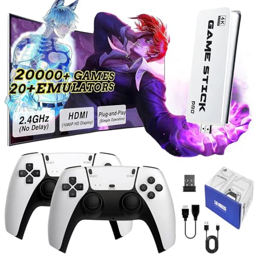Console de Jeux Retrogaming, Game Stick Console Portable avec 21.000+ Jeux Vidéo Classiques, 2 Contrôleurs, Plug & Play HDMI TV, Cadeau pour Famille et Adultes (Édition Pro)