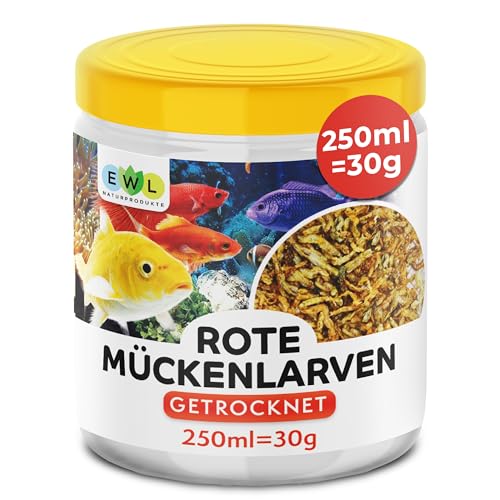 EWL Naturprodukte Larves de moustiques rouges séchées - 250 ml (30 g) - Nourriture pour poissons d'aquarium - Qualité certifiée par le fournisseur allemand EWL