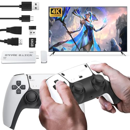 Console de jeu rétro sans fil, bâton de jeu rétro amélioré, console de jeu vidéo avec plus de 20 000 jeux rétro, clé de jeu Plug & Play avec double contrôleur sans fil, sortie HDMI, 1080p, 64 Go