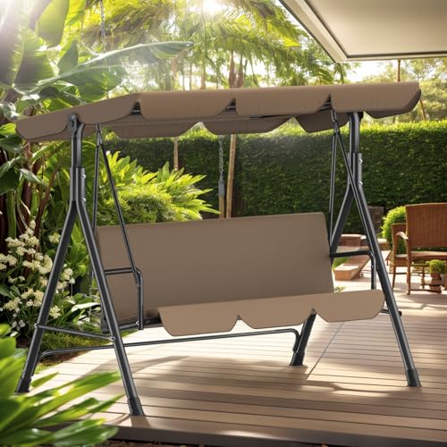 Balancelle de jardin 3 places avec toit pare-soleil réglable, coussin d'assise et structure en acier, 175 x 110 x 152 cm, banc à bascule pour jardin et terrasse, charge maximale 200 kg, convient pour