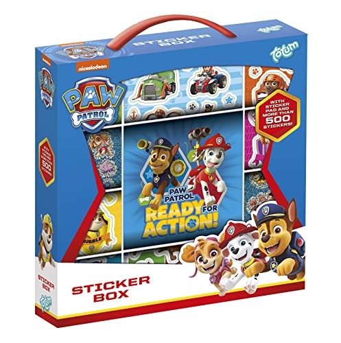 Totum Kit Créatif - Pat Patrouille - Sticker Box 12R+2S+Bookl - Boîte d'autocollants Plus de 950 avec Carnet