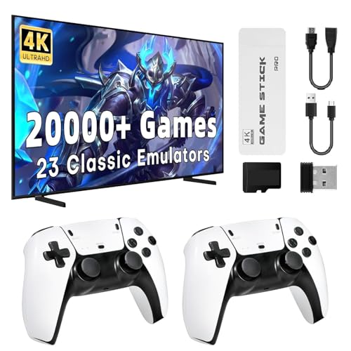 Console de Jeux Retrogaming, Game Stick Console Portable avec 21.000+ Jeux Vidéo Classiques, 2 Contrôleurs, Plug & Play HDMI TV, Cadeau pour Famille et Adultes (Édition UP+)