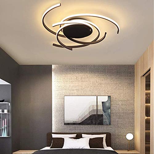 Plafonnier LED moderne à intensité variable avec table de salle à manger télécommandée Créative en forme de fleur en spirale Design Lustre en métal acrylique pour le salon