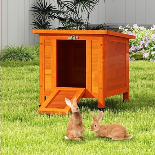 Niche Multifonction en Bois résistant aux intempéries avec Toit en Asphalte pour Chats, Lapins, Chiens, Lapins et Canards，Gris，Couleur de Bois