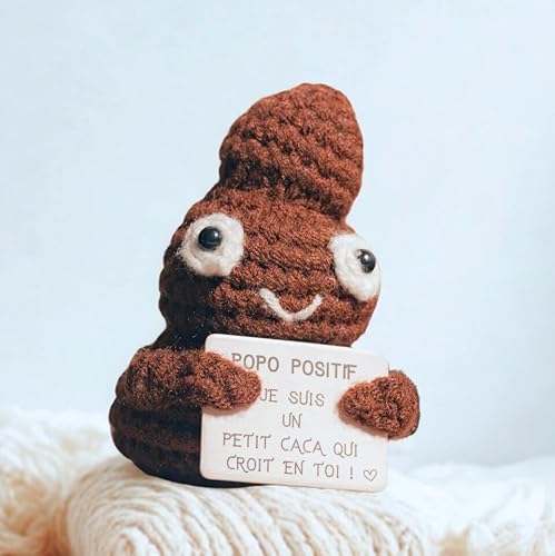 Popo Positif© | Cadeau Fun & Rigolo | Idee Drole | Fete Surprise | Anniversaire Festif | Enfant Frere Soeur Garcon Fille | Crochet | Poupee Humour | Ami Famille Copain Collegue Bureau | Jouet Comique