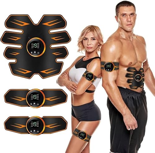 WUGEIN EMS Abdominale Electrostimulation,8 Modes et 19 Intensités,Rechargeable par USB,EMS Stimulateur Appareil LCD Display,pour Abdos/Bras/Jambes/Fesses,Homme Femme