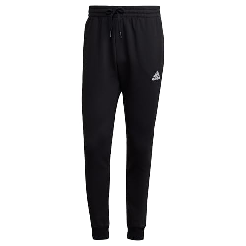 adidas Homme Essentials Fleece Regular Tapered Pants, Black/White, L