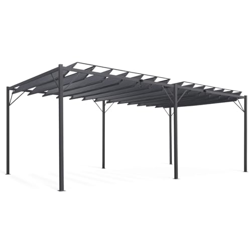 IDMarket - Pergola Lames orientables 3x6 M Gris Anthracite