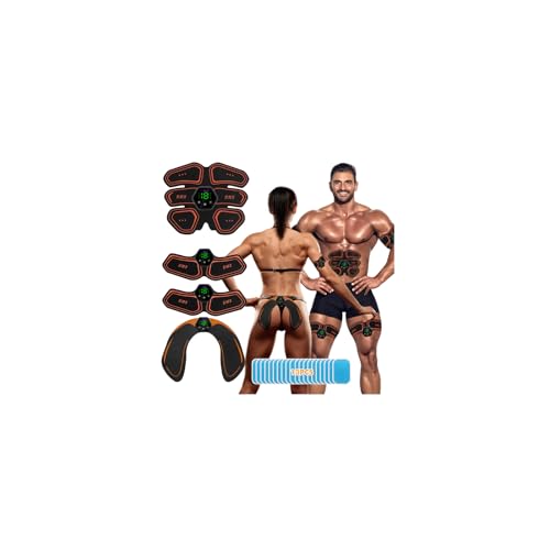 iWarmbase Electrostimulateur Musculaire, Abdos Musculation Appareil, 6 Modes et 19 Intensités Ceinture Musculation Electrostimulation, pour Abdos/Bras/Jambes/Fesses,Homme Femme