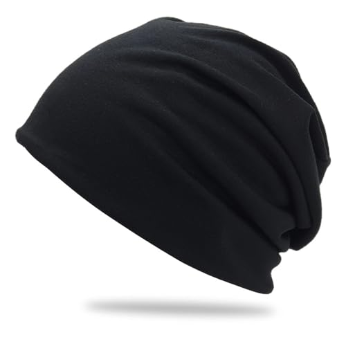 XOKL Bonnet unisexe en coton - Bonnet souple - Pour homme et femme - Pour le cyclisme, la course, l'intérieur et l'extérieur - Noir - 1 pièce, Noir , taille unique