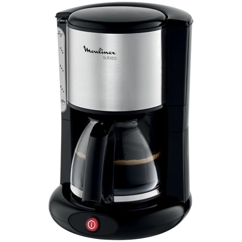Moulinex Cafetière Filtre Inox, 10 à 15 Tasses, 1.25L, Filtre Amovible, Arrêt Automatique, Système anti-goutte, Porte-filtre pivotant, Subito FG360811