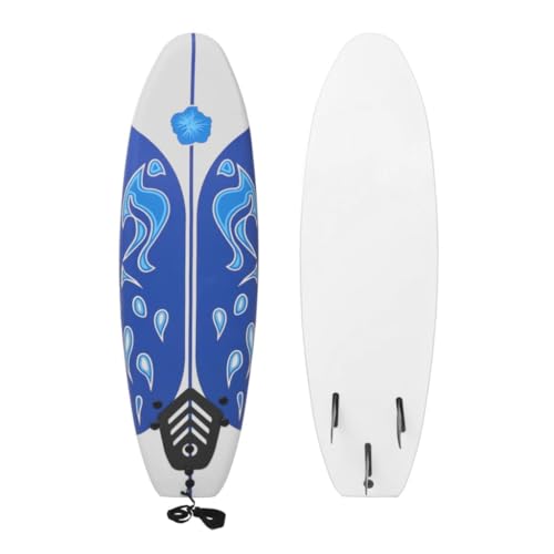 vidaXL Planche de Surf Planche de Flottabilité Coussin de Traction Débutants Adultes et Enfants 1 Laisse et 3 Ailettes Amovibles Bleu 170 cm