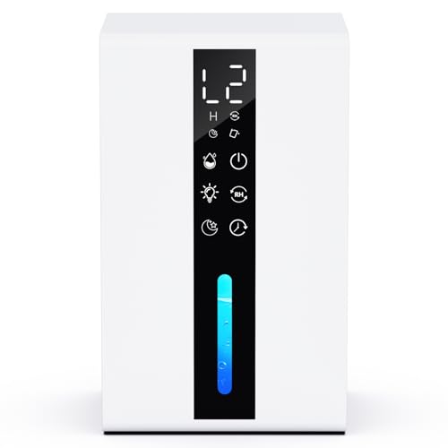 Déshumidificateur d Air 48 W, minuteur 48 h, lumière nocturne colorée, avec arrêt automatique et décongélation, ultra silencieux, portable, pour salle de bain, chambre, sous-sol 1,8 l