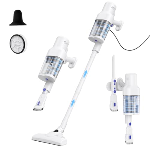 HOPVISION Aspirateur à Manche avec Fil pour la Maison, Les Tapis et Les sols durs，Ultralight Low-Noise with HEPA Filter