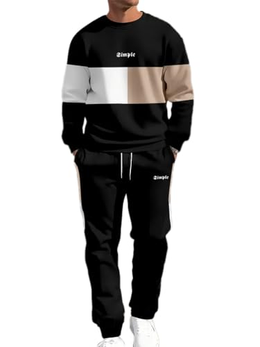 seiveini Ensemble Homme Jogging Survetement Sweat et Pantalons Longue Tenues de Sport 2 Pièces Survêtements Outfit Printemps Automne A Noir XL