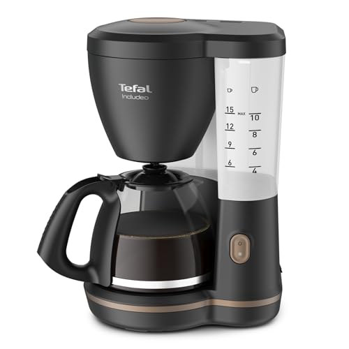 Tefal Cafetière filtre, 10 à 15 tasses, 1,25 L, Filtre, Porte-filtre amovible, Arrêt Automatique, Ouverture automatique du couvercle, Includeo, CM533811