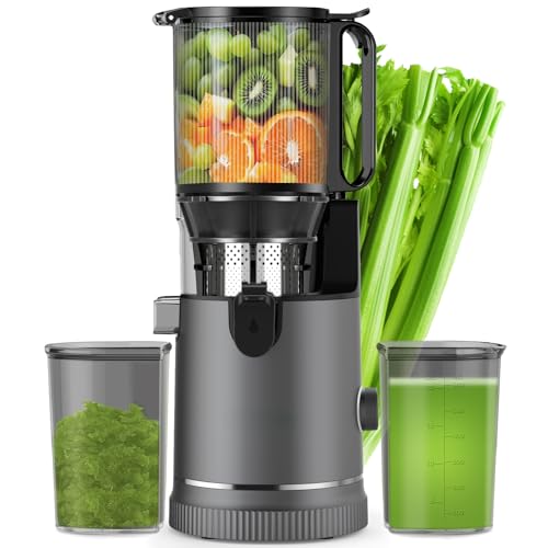 Extracteur de Jus – Presse-agrumes à Froid avec Goulotte de 147 mm & Moteur 400W | Haute Extraction & Conservation des Nutriments | Capacité 1,8L + 2 Récipients | Pour Fruits & Légumes Entiers