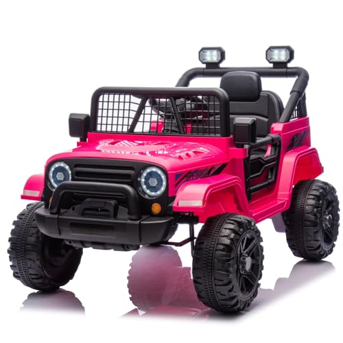 LALAHO Voiture Véhicule électrique Enfant 12V avec télécommande à 2,4 GHz,V. Max. 2,8 Km/h télécommande Effets sonores，Rose