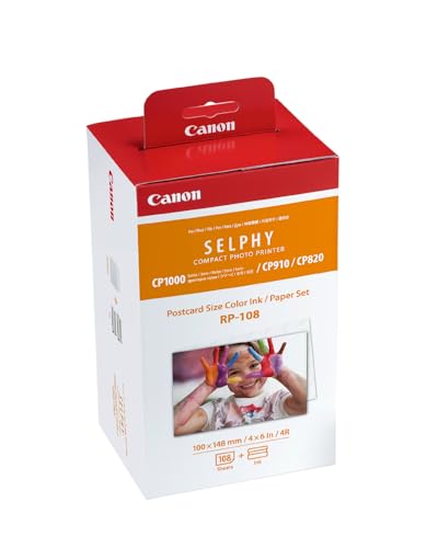 Canon SELPHY RP-108 lot encre + papier, 2 cartouches d'encre pour imprimante (2 x cartouches) et 108 feuilles (100 x 148 mm) pour imprimante portable
