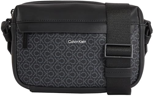 Calvin Klein Sac à Bandoulière Homme Must Camera Bag Mono avec Logo Imprimé, Noir (Classic Mono Black), Taille Unique