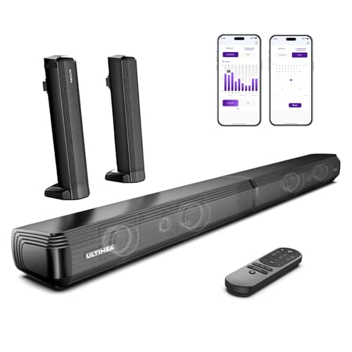 ULTIMEA Barres de Son TV, 2,2 Canaux Barre de Son 2-en-1 Détachable, Bluetooth 5.3 Enceinte pour TV avec Caisson de Basses, 3 EQ Mode, Arc/Optique/Aux, Montage Mural, Modèle 2025, Apollo S40 Pro
