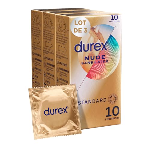 Durex - Lot de 30 Préservatifs Nude Sans Latex - 3 x 10 Préservatifs