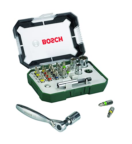 Bosch Accessories Bosch Jeu de 26 embouts de tournevis et cliquets (qualité extra dure, accessoires pour perceuse et tournevis)