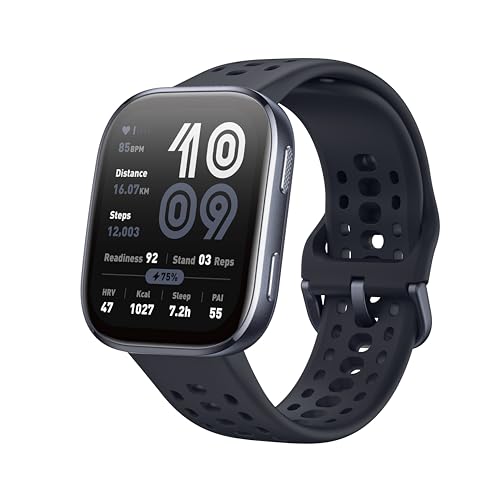 AMAZFIT Bip 6 Smartwatch 46mm, Batterie 14 Jours, AMOLED 1,97", GPS avec Cartes, IA, Appels Bluetooth, Suivi Santé et Sommeil, 140+ Modes Sportifs, Étanchéité 5ATM, Noir