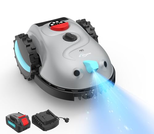 YARDCARE V100 Robot Tondeuse sans Fil Périphérique avec Navigation Visuelle, Détection d'obstacles 150, Robot Tondeuse Gazon avec Batterie(4Ah), Peigne à Herbe, Lames de Rechange