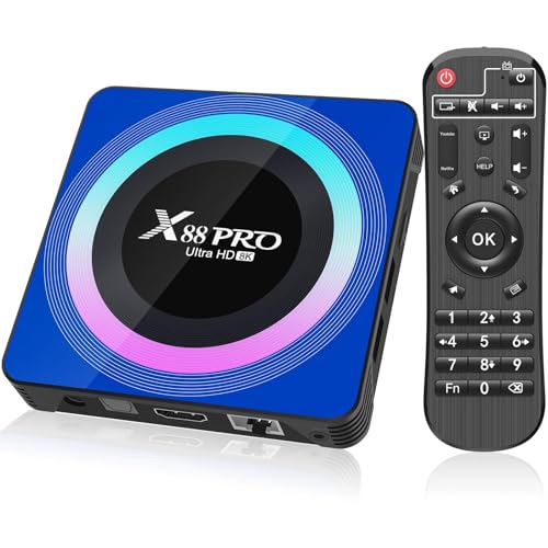 Android TV Box 13.0, Android Box 4GB RAM 32GB ROM RK3528 Quad-Core supporté 2.4G / 5G Dual WiFi6 BT 5.0 10/100M LAN Enternet 8K HD Boîtier TV Android
