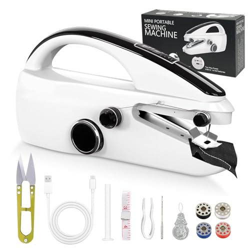Machine à Coudre Portable,Facile à Utiliser Mini Machinee a coudre électriques Portables pour débutants à deux vitesses, avec kit d'accessoires complets, Adaptée Voyages en Famille et Bricolage