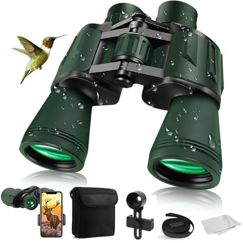Jumelles 20x50 pour Adultes, Jumelles Étanches HD avec Prisme BAK4 et Objectif FMC, Portables Télescope pour l'observation des Oiseaux, Football, l'escalade et Les Concerts