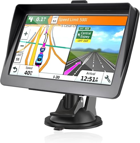 GPS Navigation Voiture 7 Pouces 2025​​ – Cartes Europe, Mises à Jour Gratuites, Alerte Vitesse & Poi, Guidage Vocal pour Camping-Car/Camion