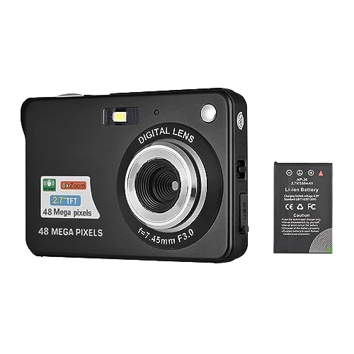 Andoer 18M 720p HD Appareil Photo Numérique Caméscope avec 2pcs Batteries Rechargeables 8X Zoom Numérique Anti-Shake 2.7inch Écran LCD Enfants Cadeau de Noël (Noir)