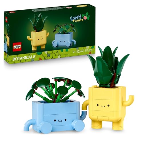 LEGO Botanicals Petites Plantes Souriantes - Jouet & Loisirs Créatifs - 2 Plantes Artificielles, 2 Pots de Fleurs Colorés & Visages Interchangeables - Cadeau Nature pour Fille dès 9 Ans & Ado 10349